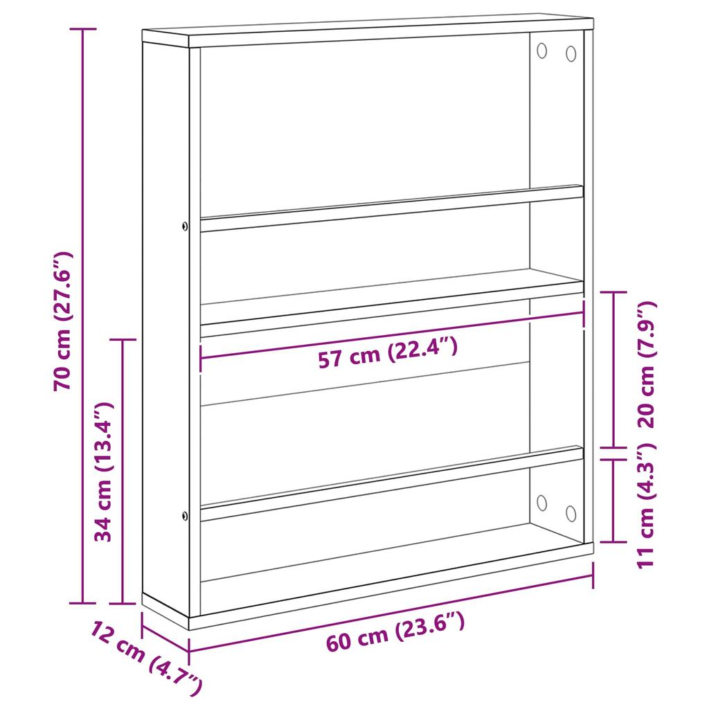 Magazine Shelf 2 pcs Reclaimed Wood Look 60 x 12 x 70 cm Engineered Wood