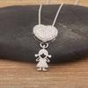 Nidin Hot Sale Classic Son/Daughter Sparkling Zircon Charm Pendant Necklace For Women Boys and Girls Clavicle Chain Jewelry Gift