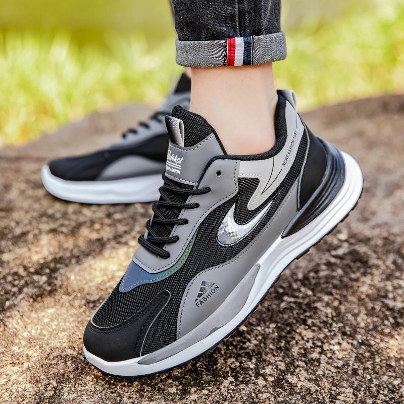 Весенние новые сетчатые дышащие кроссовки для бега, студенческие, уличные, трендовые, на платформе, удобные мужские туфли, спортивная обувь