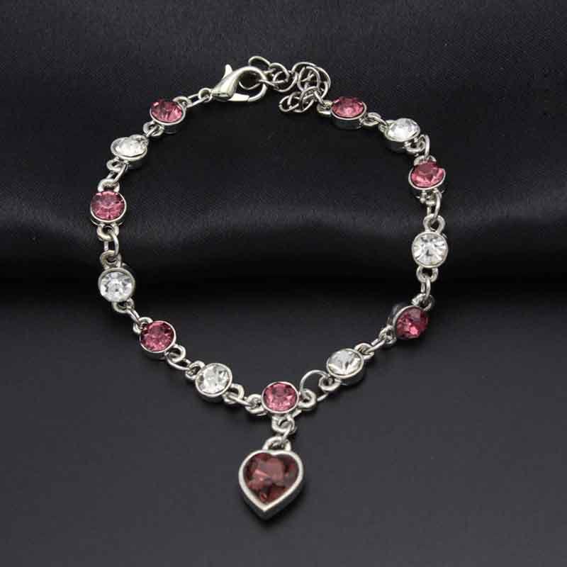 Изысканный Самый Горячий Женский Женский Кристалл Стразы Браслет Океанский Синий Браслет Цепочка Сердце Для Элегантного Стиля