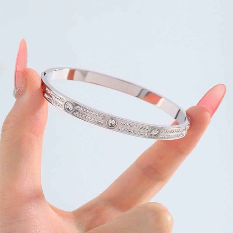 Starry Sky Full Diamond Titanium Steel Bracelet – Versatile, No-Fade Silver Women's Fashion Accessory