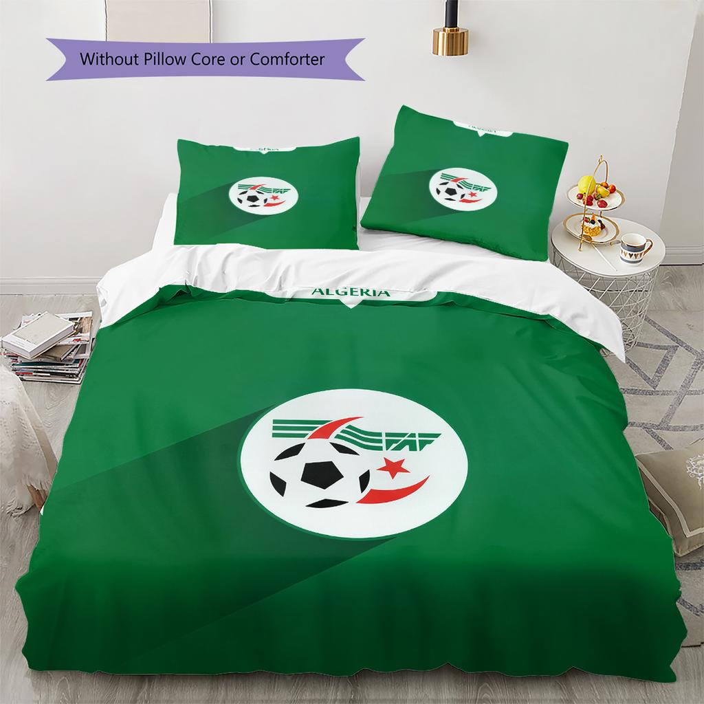Algeria National Football Team Pattern Bedding Quilt Set Home Decoration Gift (1 * duvet cover + 2 * pillowcase without core)