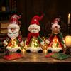 Plush Xmas Character Toys Lighted Christmas Doll Decoration, Cute Santa Claus/Snowman/Reindeer Figurine with Holiday Party Home Accents Warm LED Light