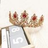 New Golden Red Diamond Bridal Jewelry Crown Set Baroque Crown Accessories