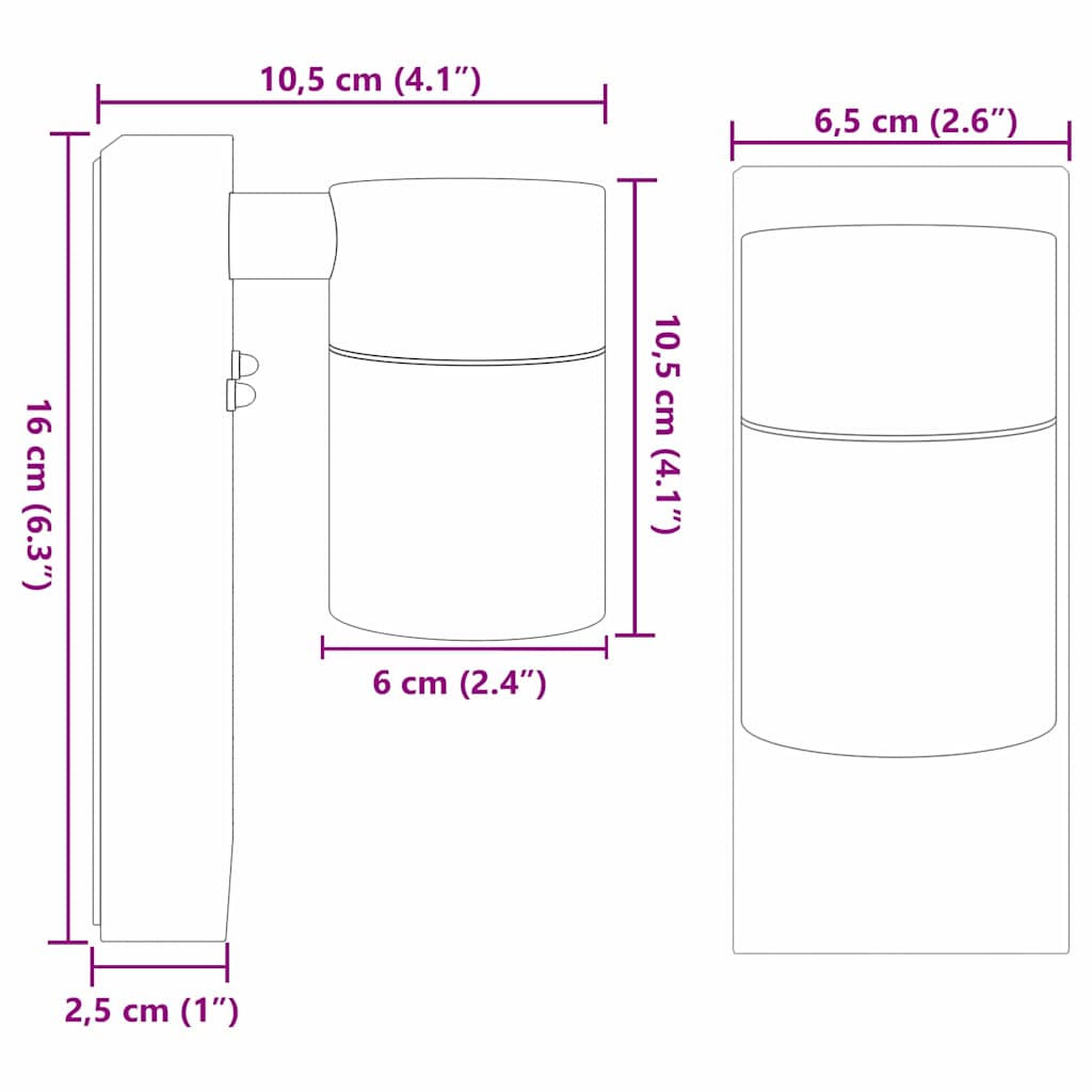 Outdoor Wall Lamp Silver 6.5 x 10.5 x 16 cm Stainless Steel and Glass