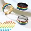 Эмалированное кольцо из нержавеющей стали с радужным ЛГБТ-кольцом для геев-лесбиянок