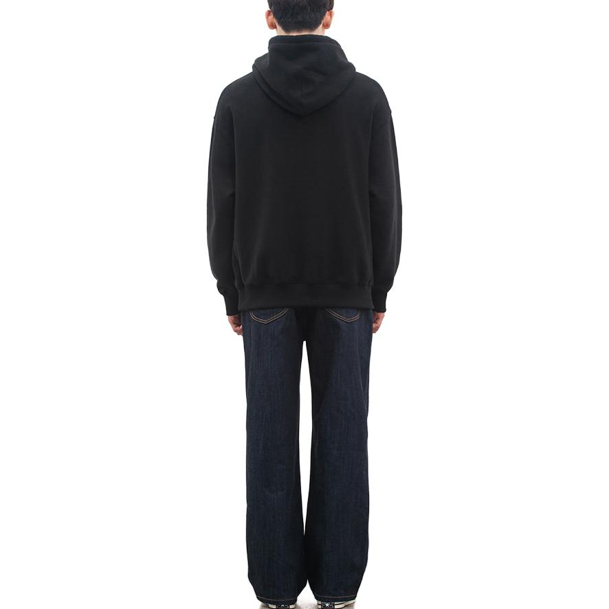Letter Print Hooded Long Sleeve Pullover Sweatshirt Men sweatshirt Black LE2204HD02BK