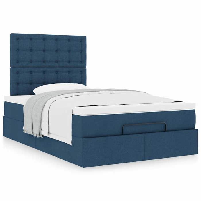 Cadre de lit avec matelas - Maison Exclusive - Ottoman - Bleu 120x190 cm - Rangement hydraulique