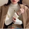 Yellow Semi-turtleneck Sweater Women's Autumn and Winter New Fleece Thickened Inner Integrated Fleece High-end Bottoming Top