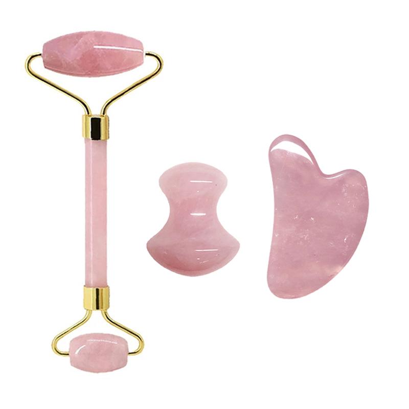 Face Jade Roller Rose Quartz Gua Sha Massage Board Facial Lifting Anti Wrinkle Beauty Skin Care Gouache Scraper Stone Massager