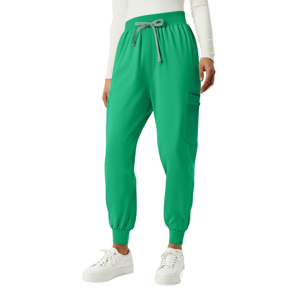 Ladies' Fashionable Solid Color Drawstring Elastic Waist Pocket Protective Casual Pants