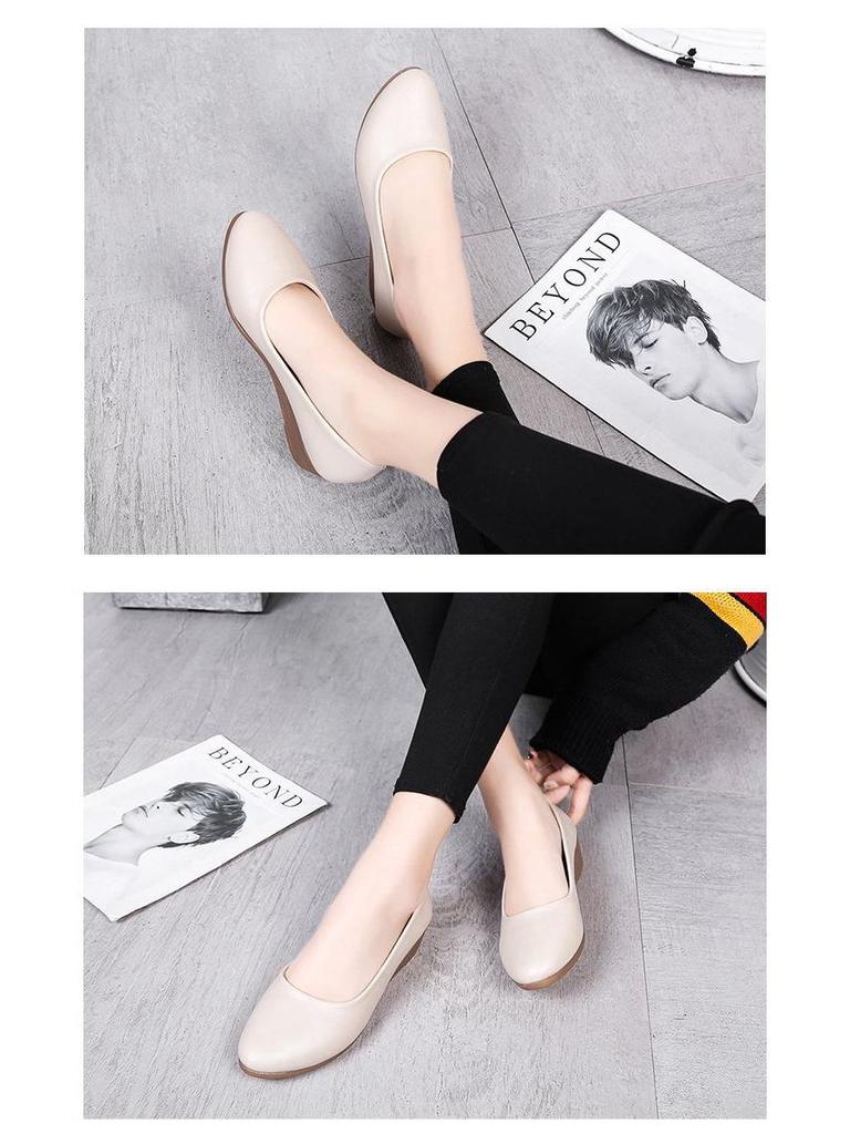 2020 Осень Женские Мокасины на Удобном Каблуке-Клинке с Заостренным Носком - Модные Туфли на Среднем Каблуке для Работы