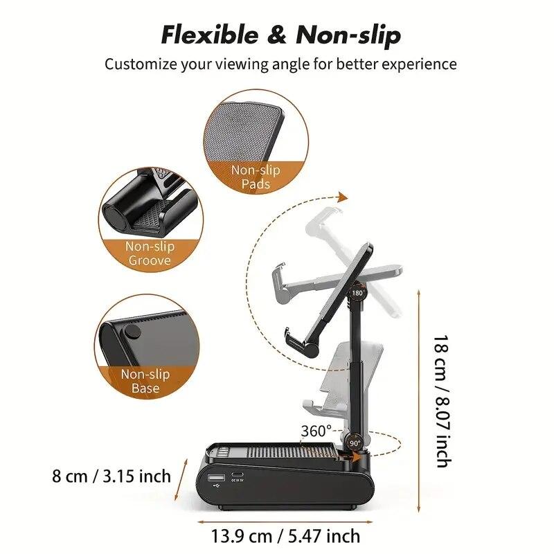 Складной держатель для мобильного телефона для планшета Портативная беспроводная Bluetooth-колонка Регулируемый настольный кронштейн Подставка для телефона Многофункциональная зарядная станция