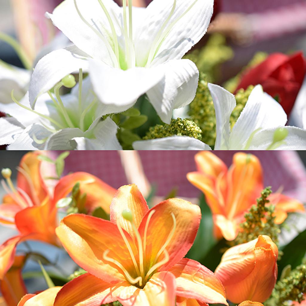 Искусственные цветы тюльпаны Поддельный букет лилий Реалистичное шелковое цветочное украшение для жертвоприношения Поминовения усопших