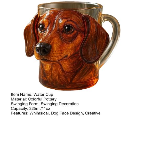 3D-морда собаки, стеклянная кружка, забавная чашка для воды, 11 унций, гравировка, креативный контейнер для напитков, забавный скульптурный стеклянный подарок для любителей собак