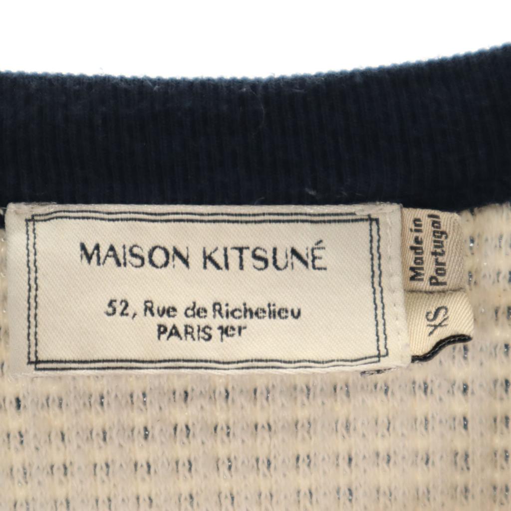 Maison Kitsune Сделано в Португалии Вафельный трикотаж с длинным рукавом XS Темно-синий Мужской Б/у