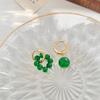 Корейские зеленые бусины кулон асимметричные серьги ювелирные изделия подарок богемный двойной круг панк серьги-кольца для женщин