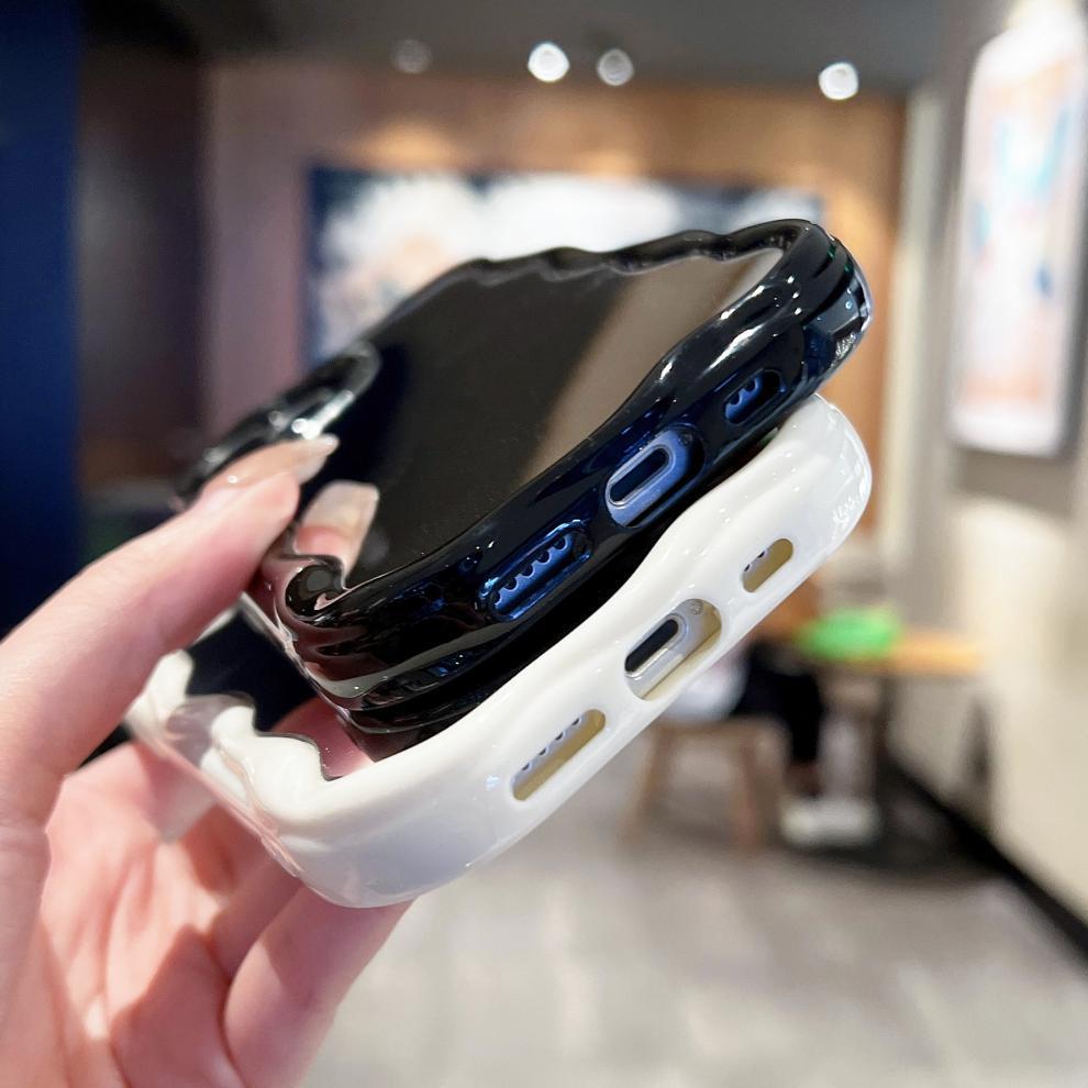 Кремовая текстура, волнистый край, мягкий силиконовый чехол, чехол для телефона для iPhone, Samsung, Huawei, Honor, Xiaomi, Redmi, Infinix, Tecno, зеркальная задняя крышка