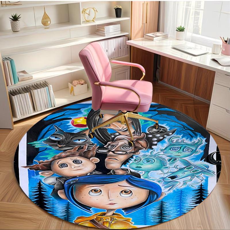 Coraline Print Round Rug, Washable Floor Carpet, For Entryway Dorm Laundry Room Office Study, Home Decor Birthday Christmas Gift
