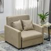 Fabric Sofa Bed In Light Brown Velvet Effect With 2 Cushions And Storage Space 100x98x88 Cm
