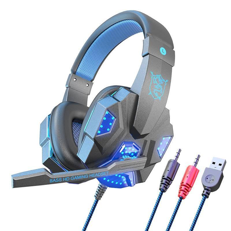 Игровая гарнитура с проводом для ПК PS4, 40-мм динамики, кожаные амбушюры, шнур 2,2 м, микрофон, для геймеров, домашнего офиса