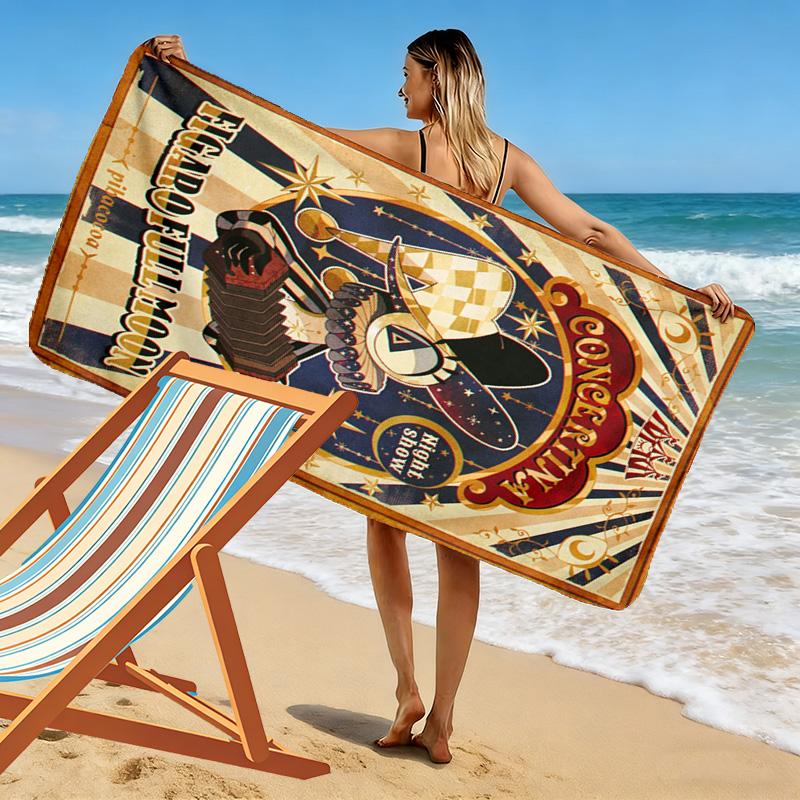 The Night Circus Clown Concertina 2D Flat Print Beach Towel, Large Soft Quick Dry Towel for Beach Camping SwimmingZSTJ0915105