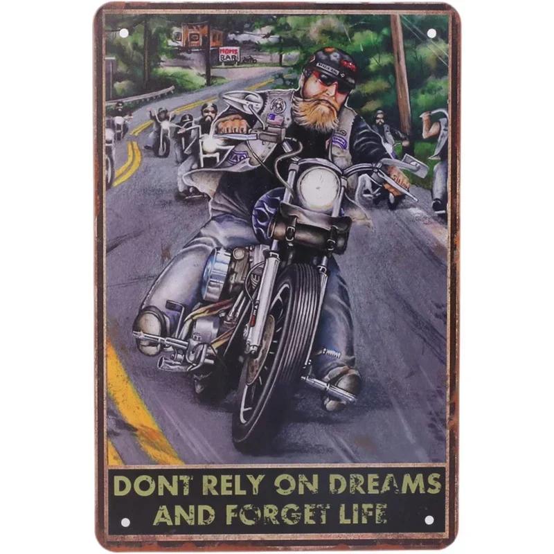 Ретро деревенский стиль металлические жестяные знаки мотоцикл легенды никогда не умирают винтажный постер табличка настенное искусство в комнате гараж бар кафе настенный декор