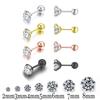 New Medical Stainless Titanium Steel Zircon Crystal 4 Prong Tragus Cartilage Stud Earrings For Men Women Piercing Ear Zircon
