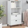 VidaXL Bookcase, Book Cabinet with Drawers and Shelf, Living Room Bedroom Storage Furniture, Industrial, White Wood 374947