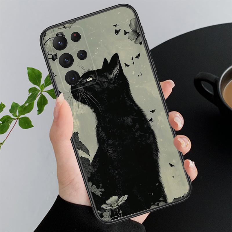 Милый Чехол для Телефона с Кошкой Для Samsung A55 A16 A56 A36 A35 A15 A53 A54 A33 A34 A25 A05S A52 A52S A14 A24 A26 A71