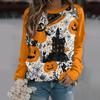 New Halloween Ladies Sweater 3D Digital Printing Pumpkin Bat Dark Pattern Crew Neck Long Sleeve Top