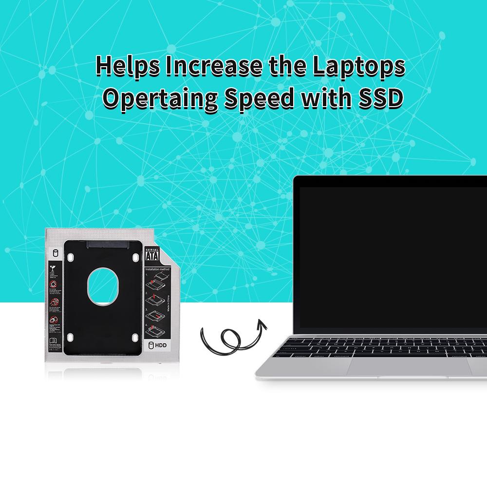 Алюминиевый сплав SATA3.0 2-й HDD Caddy 12,7 мм 2,5-дюймовый корпус SSD HDD для настольных ПК, ноутбуков