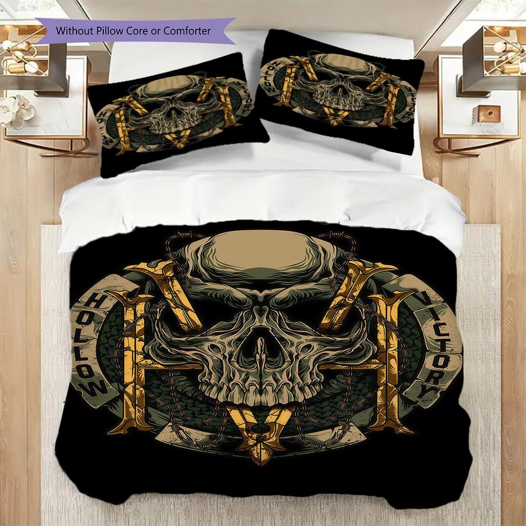 Skull Art Set Threepiece Set 1 Duvet Cover 2 Pillowcase Without Core Bedding Set Duvet Cover And Pillowcase Soft And Comfortable
