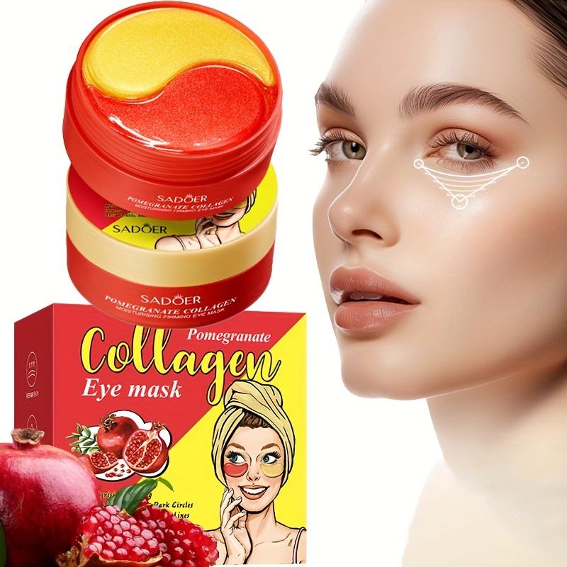 60 шт./уп. Коллагеновая маска для глаз с гранатом для уменьшения темных кругов, увлажнения и осветления, светло-бежевая, гладкая и мягкая, уход за кожей