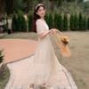 Summer New Dress Female Sweet and Gentle Temperament Bubble Sleeve Mori Fairy Medium and Long Dress