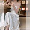 Summer Retro Pleated Patchwork Feeling Suspender Dress for Women's Fashion Chic Long Skirt