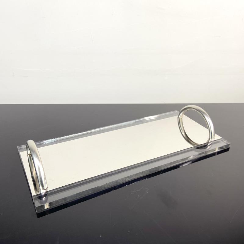 Простая современная прозрачная ручка из нержавеющей стали, длинный поднос, модель комнаты, гостиной, обеденного стола, журнального столика, подноса для хранения, украшений