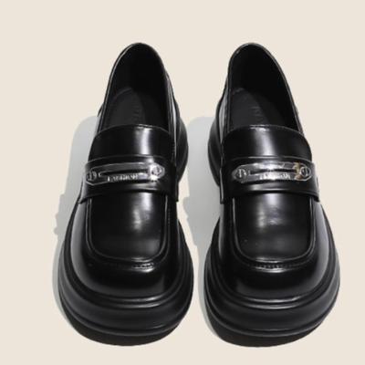 Женские туфли-лоферы на очень высоком каблуке, осенние, лакированные, на толстой платформе, женские, черные, без застежек, Jk Uniform Shoes Mary Janes