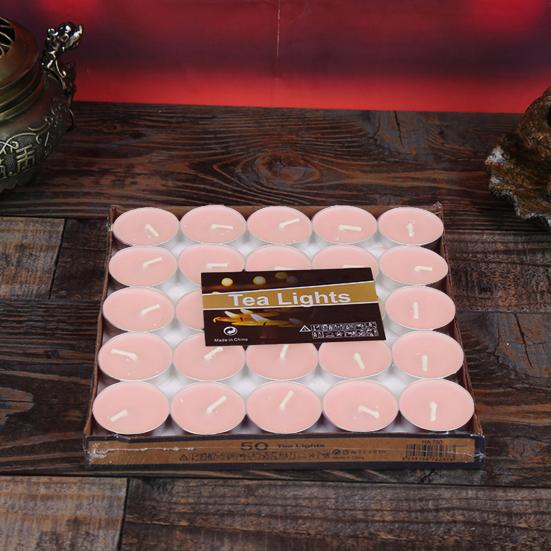 50 шт., привлекательный реквизит для чайной свечи, круглый/в форме сердца, сцена, сплошной цвет, без запаха, вечерние декоративная свеча