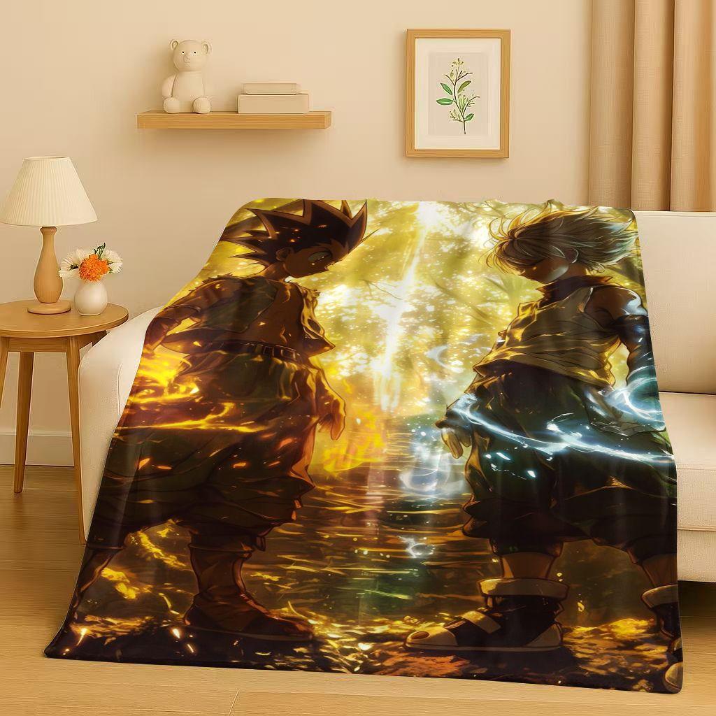 3D Anime Hunter X Hunter Killua Zoldyck Cartoon HXH Flannel Blanket,Ultra Soft Warm Plush Throw for Home Bedroom Bed Sofa Cover