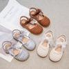 Новые сандалии для девочек, мягкая подошва, туфли принцессы для девочек, нескользящая детская обувь, модная плетеная обувь для девочек, обувь для девочек с перфорацией