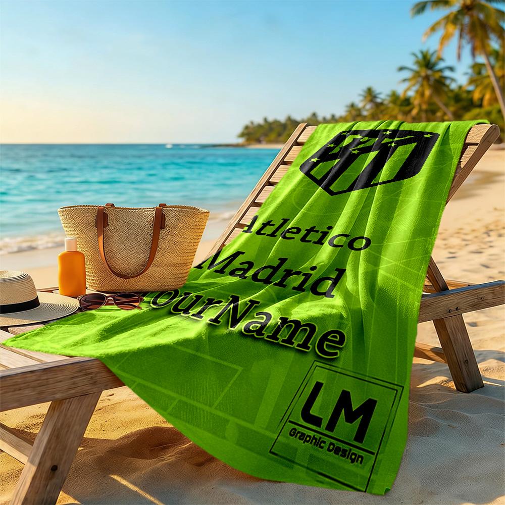 Atletico Madrid Customize Your Name Beach Towel Super Soft & Absorbent Perfect for Traveling Yoga Camping and Swimming