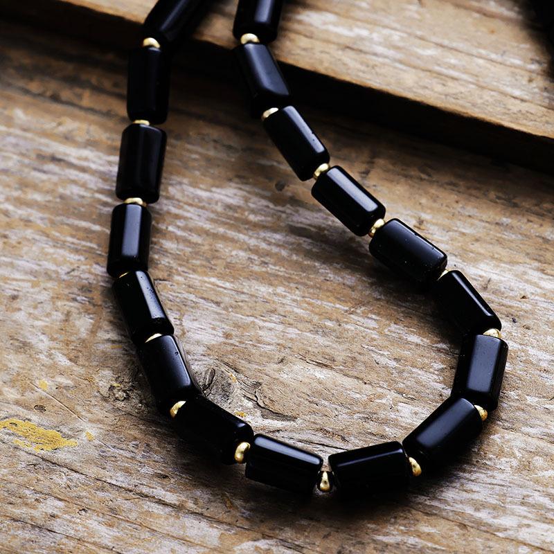 Luxury natural stone crystal 7 colors simple fashion European and American popular jewelry hexagonal column collarbone chain necklace jewelry