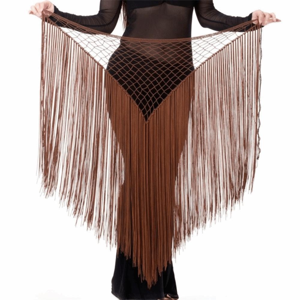 Hollow Dancing Waist Belt Long Tassel Belly Dance Waistband Sequin Waist Chain Dancer Accessories