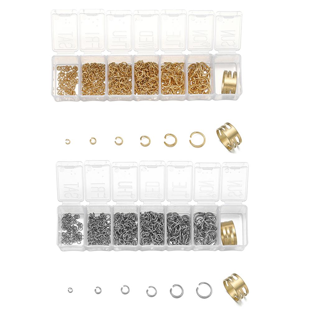 7Grids/Box Stainless Steel Open Jump Rings Split Rings Connectors Sets for DIY Bracelet Necklace Jewelry Making Accessories