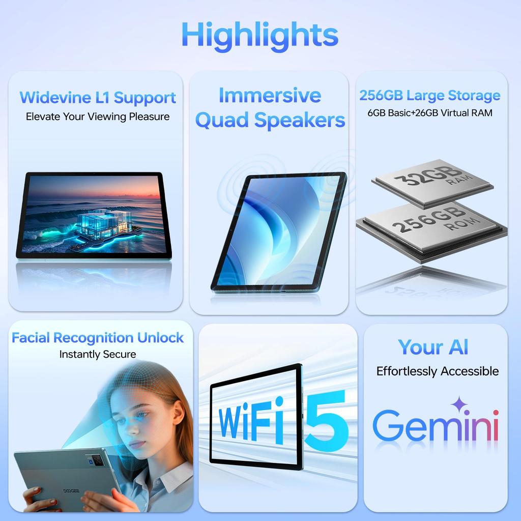 DOOGEE U13 VIP Android 16 Tablet 13 Inches,32GB+256GB/2TB Gaming Tablets, 11000mAh Tablet with Keyboard/Pen/Mouse,Four Speaker Tablet