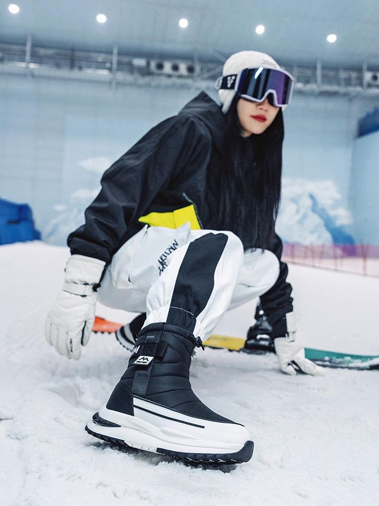 Женские и мужские зимние ботинки с толстым флисом, теплые и нескользящие, короткие ботинки