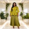 Элегантный женский комплект из двух предметов Miyaki Plus Size с вышивкой и кружевом - Плиссированная повседневная женская одежда