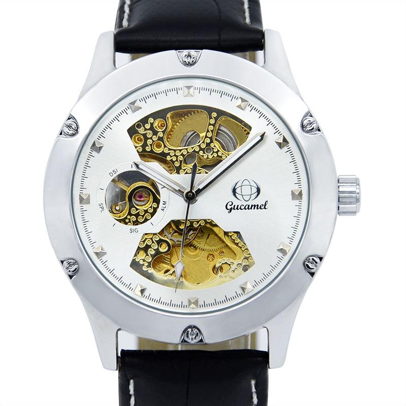 GUCAMEL Механические часы Мужские часы Перфорированные механические часы Деловые мужские часы