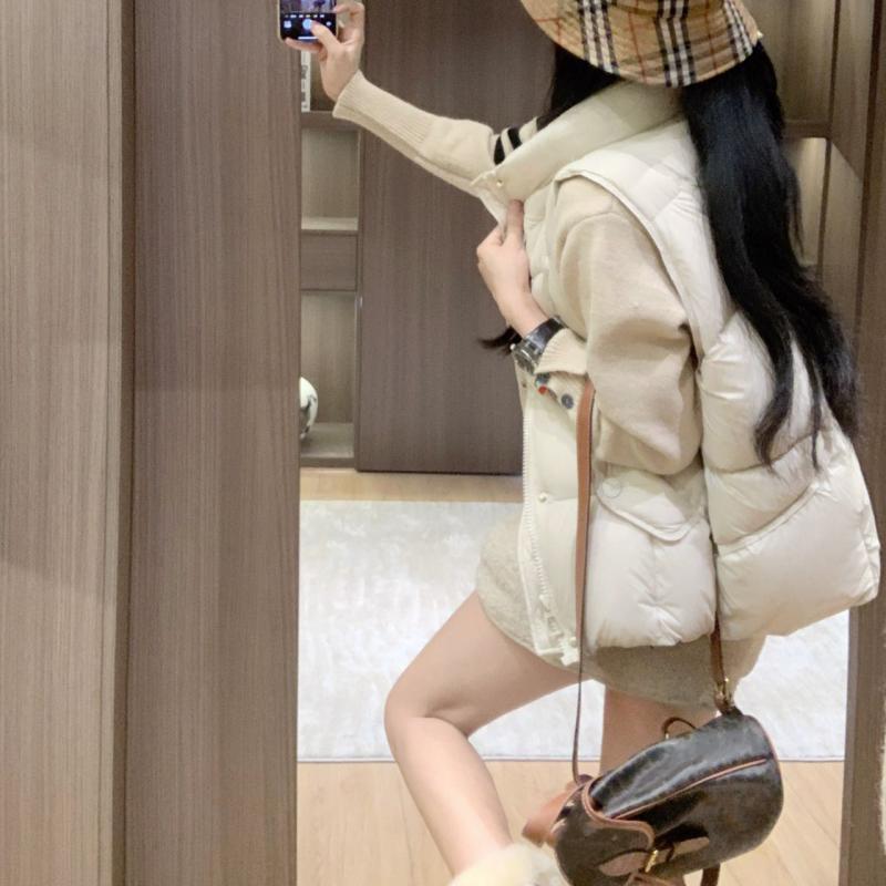 Fashion down vest women's 2024 autumn and winter stand-up collar lightweight thickened vest outer wear loose vest tide